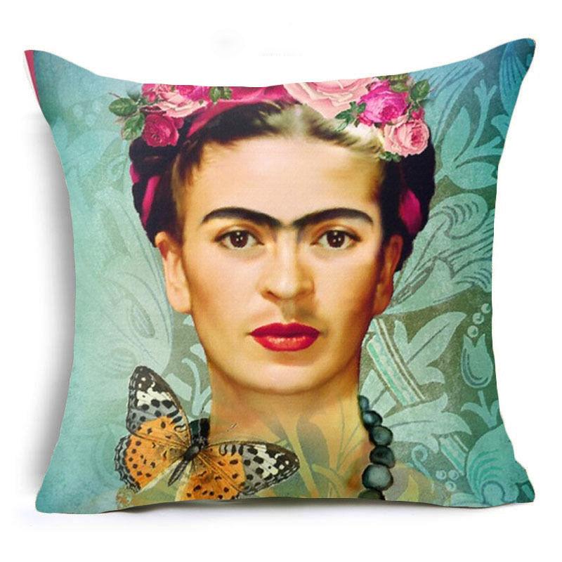 Hyha Frida Kahlo Polyester Cushion Cover Self-portrait 43X43cm Pillow Case Home Decorative Pillows Cover For Sofa Car Cojines