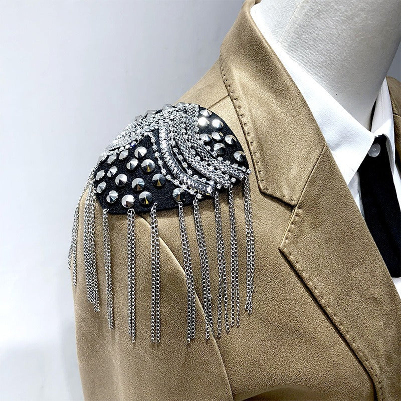 Personalized Suit Tassel Jewelry Handmade Beaded Nail Diamond Clothing Accessories Shoulder Badge