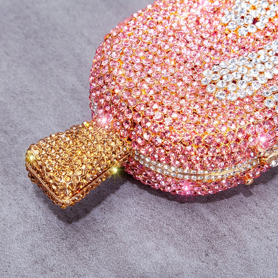 Ice Cream Shaped Diamond Evening Clutch Bag For Party Wedding Boutique Novelty Mini Kawaii Rhinestone Purses High Quality