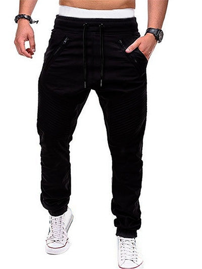 Zippers Embellished Drawstring Jogger Pants