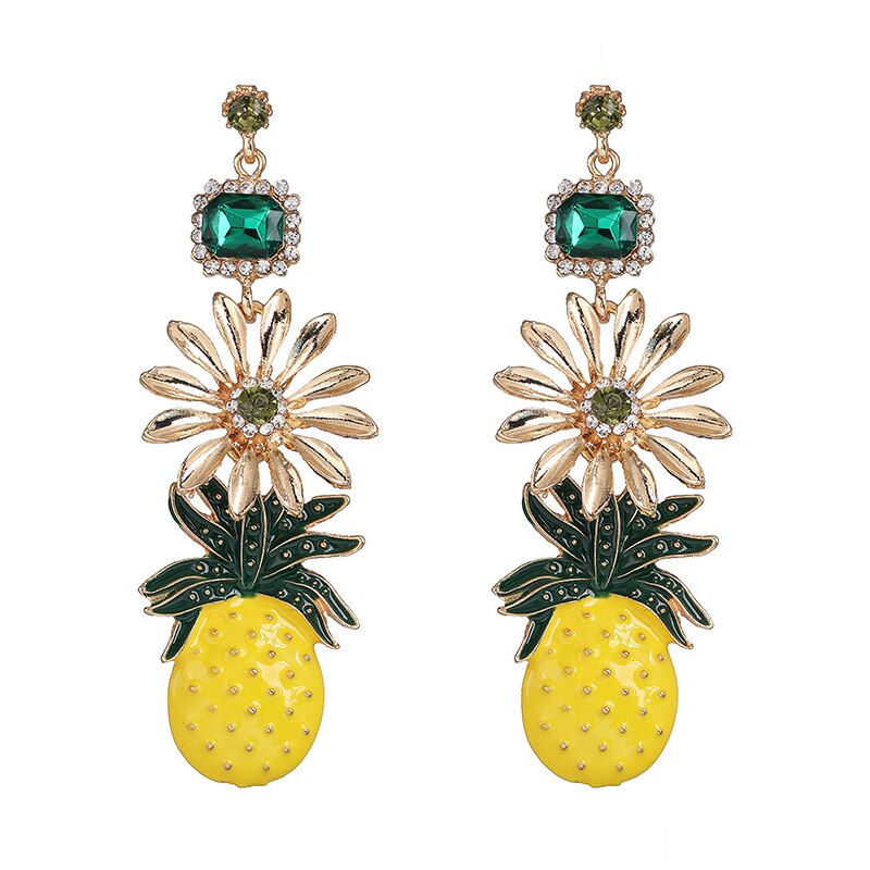 New Design fashion pineapple Earrings for Women Wedding Jewelry ethnic crystal Drop Dangle Earring