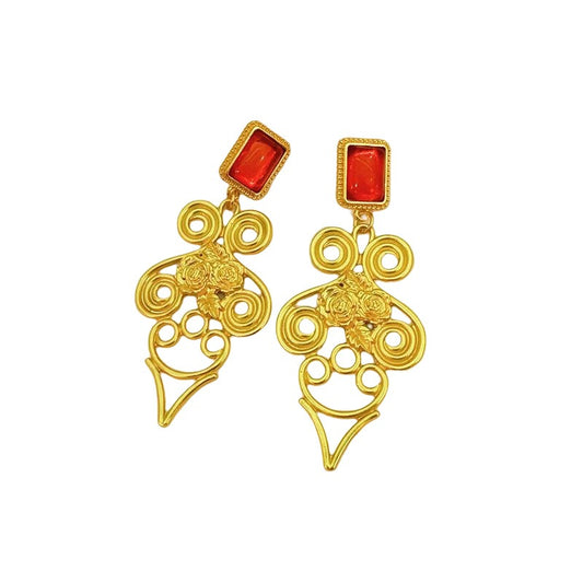 Retro exaggerated geometric irregular earrings for women