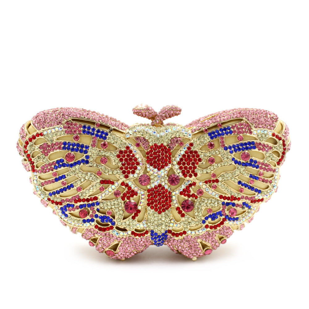 Women's Handmade Diamond Butterfly Shaped Chain Clutch