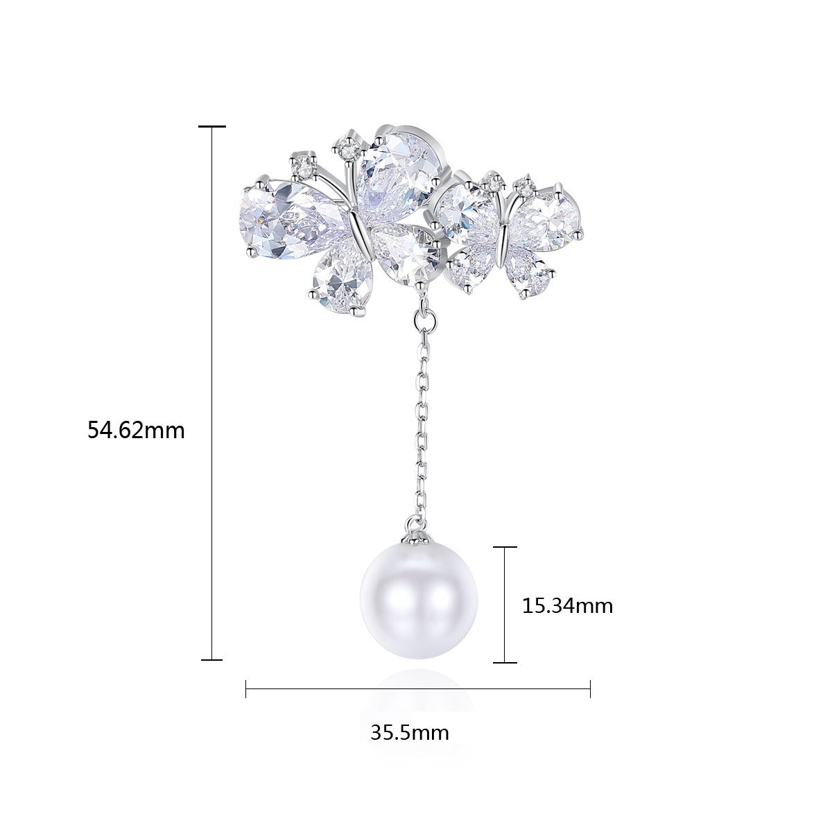 Zircon Butterfly Pin Fashion Korean Edition AAA Zircon Butterfly Design Pearl Women's Small Suit Accessories