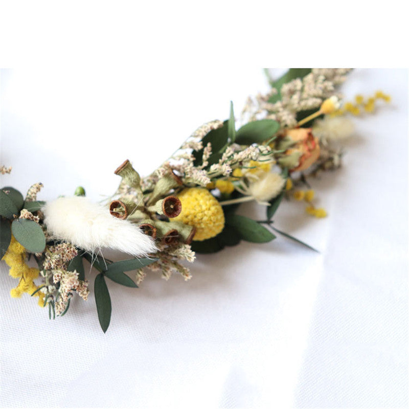 Dry flower wreath bridal headdress