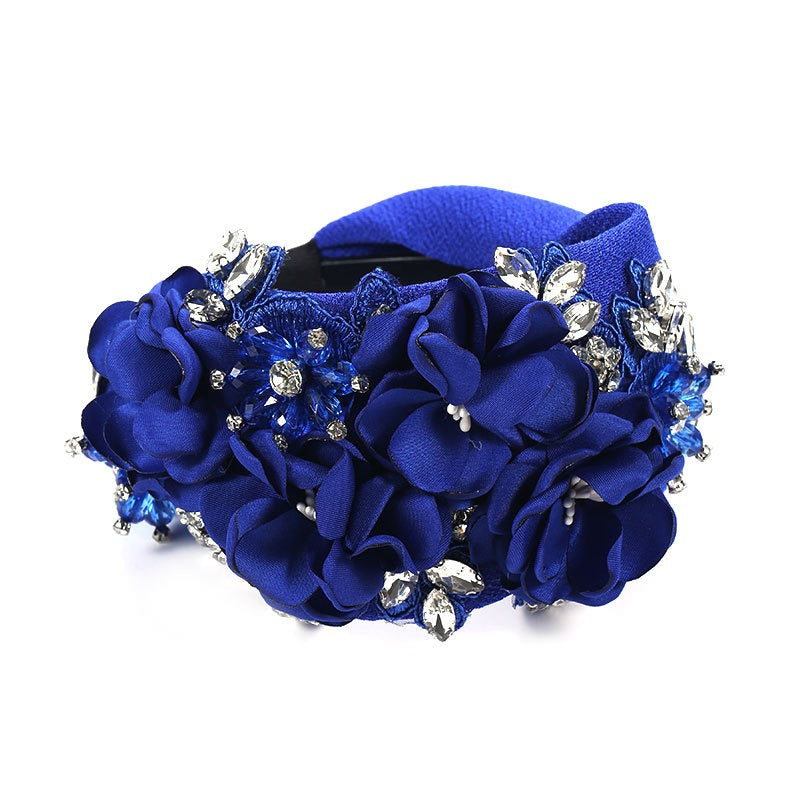 Handmade fabric three-dimensional flower embroidery headband