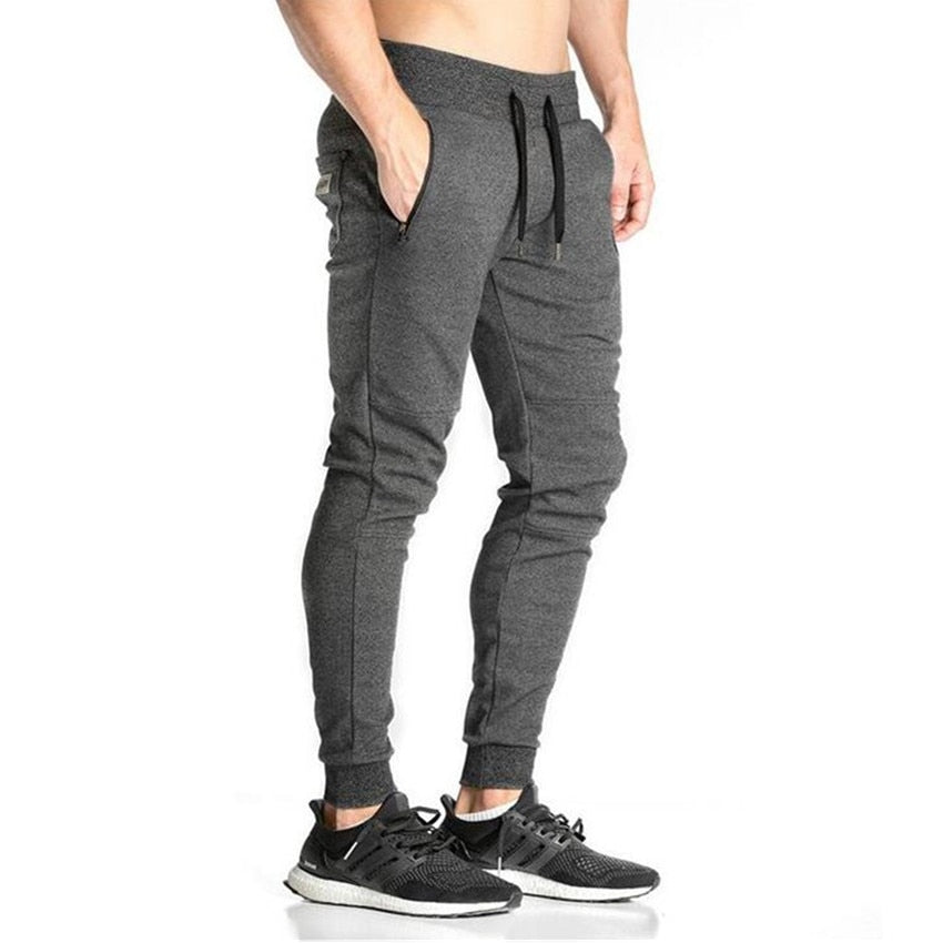 Cotton Men Full Sportswear Pants Casual Elastic Cotton Mens Fitness Workout Pants Skinny Sweatpants Trousers Jogger Pants