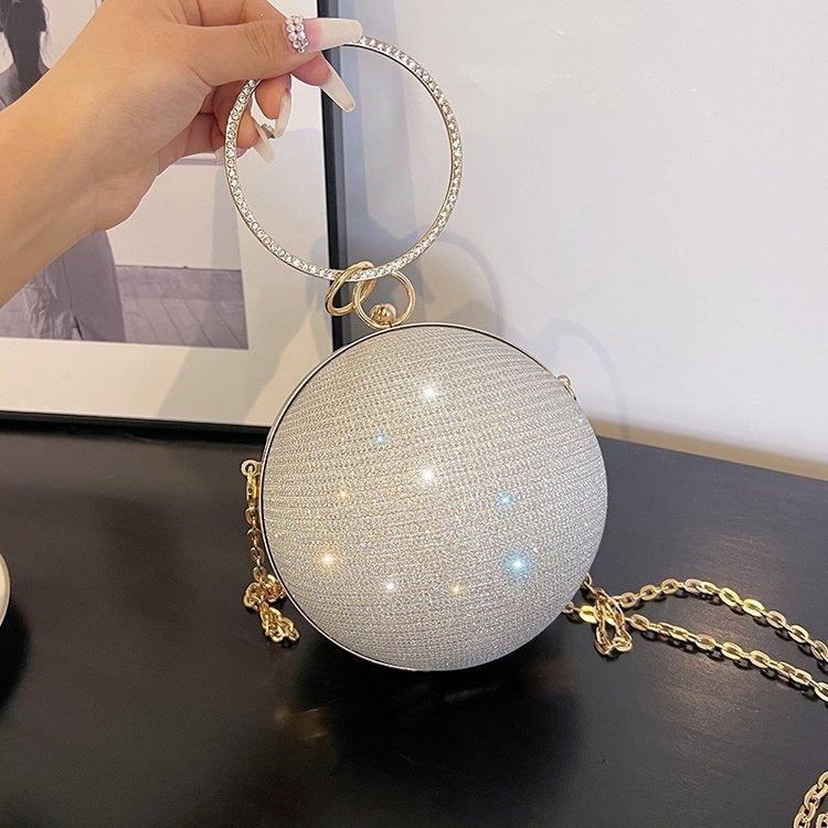 Personalized Design Spherical Bag Women Bag Fashion Portable Small Round Bag Diamond Starry One Shoulder Evening Bag