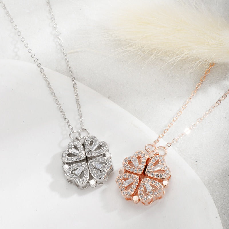 New Sterling Silver S925 Love Clover Necklace for Women, Two Wear Necklace, Fashionable Design