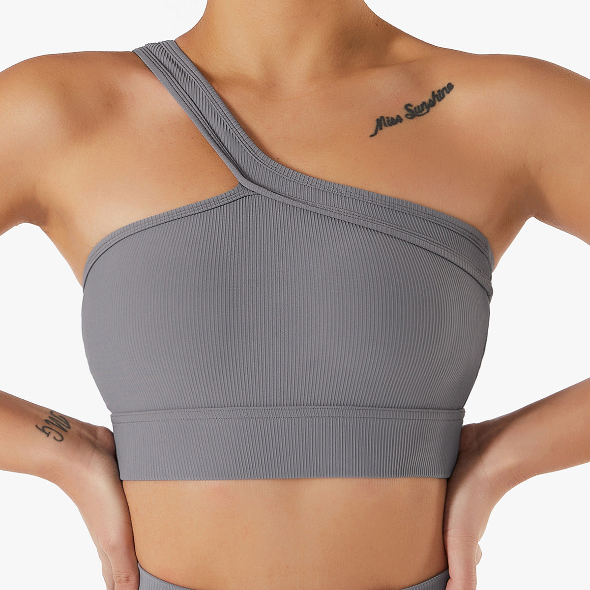 Summer New Sloping Shoulder Yoga Bra One-Piece Beautiful Back Sports Underwear Wearing Running Yoga Clothes