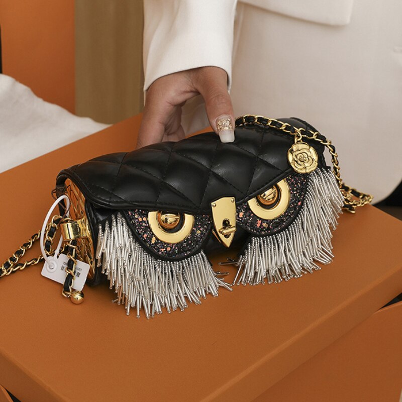 Cute Owl Bags for Women New Luxury Designer Handbag Fashion Tassel Crossbody Bag Leather Animal Print Shoulder Bag Woman