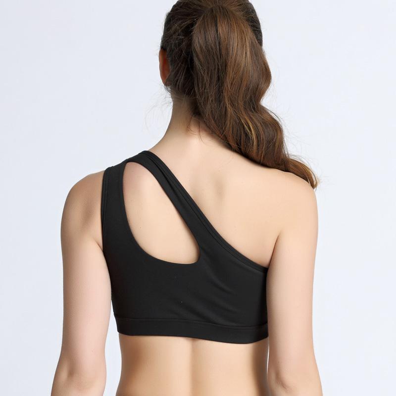 Sexy One Shoulder Sports Bra Women Padded Shockproof Absorb Sweat Running Bra Yoga Gym Athletic  Top for Fitness