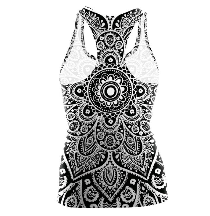 Digital Printing Mandala Tank Top Tshirt Aztec Round Ombre O-neck Sleeveless Plus Size Tops T shirt