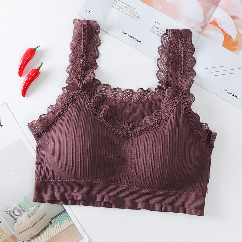 Lace Bra Women Girls Yoga Tops Fashion Fitness Sport Bra Cotton Women Tops