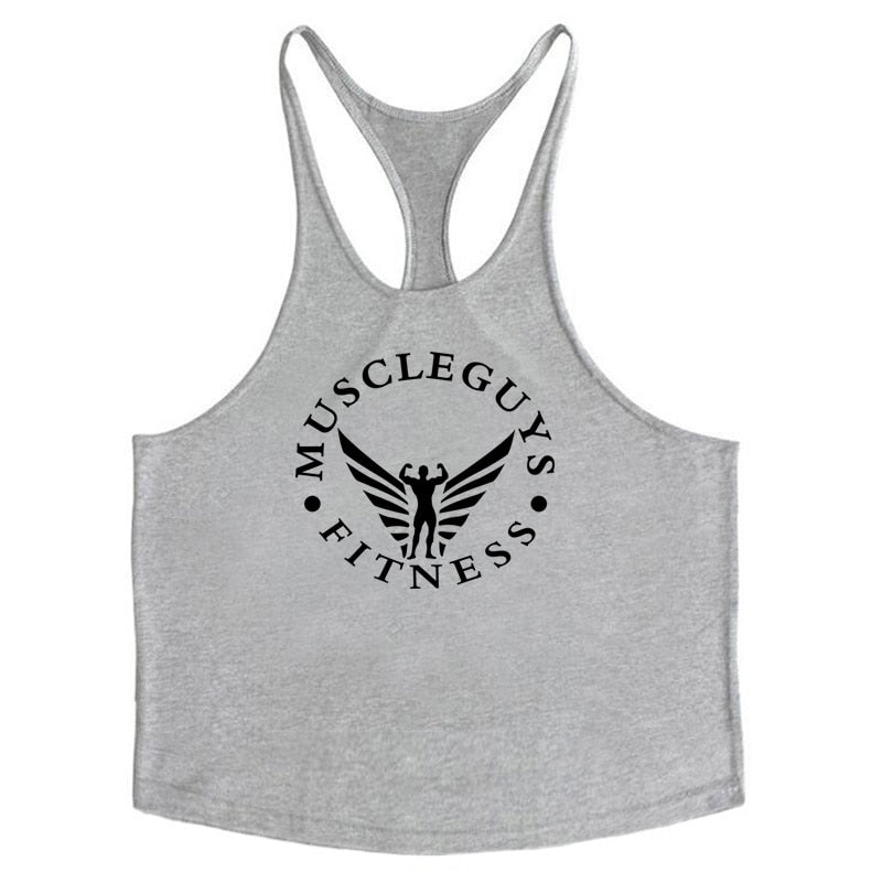 Fitness Clothing Bodybuilding Tank Top Men Gyms Stringer Singlet Cotton Sleeveless shirt Workout Man Undershirt-in Tank Tops