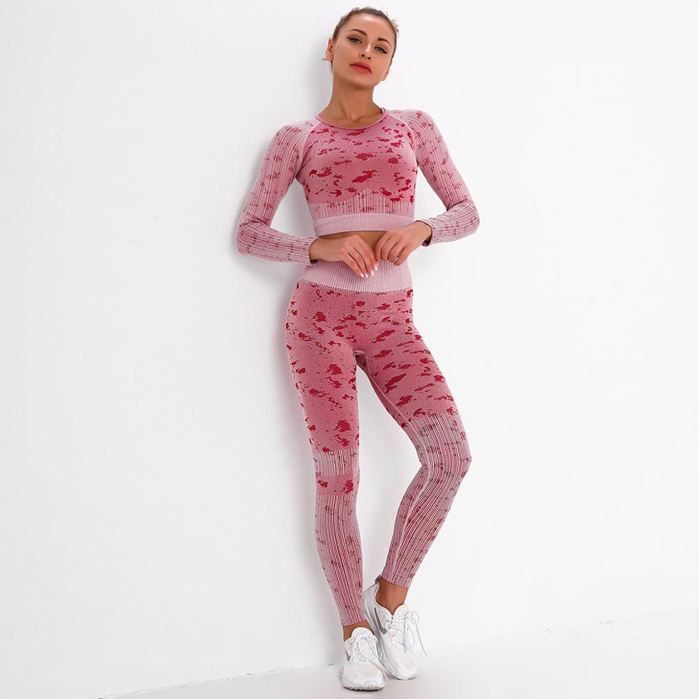 Yoga Sweat Suit 3 Pieces Sportswear Sports Shirts Bra Crop Long Top Leggings Pants Gym Fitness Tracksuit Workout Set