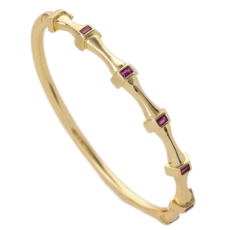 Copper Inlaid Zircon Light Luxury Bracelet Retro Women's Handpiece