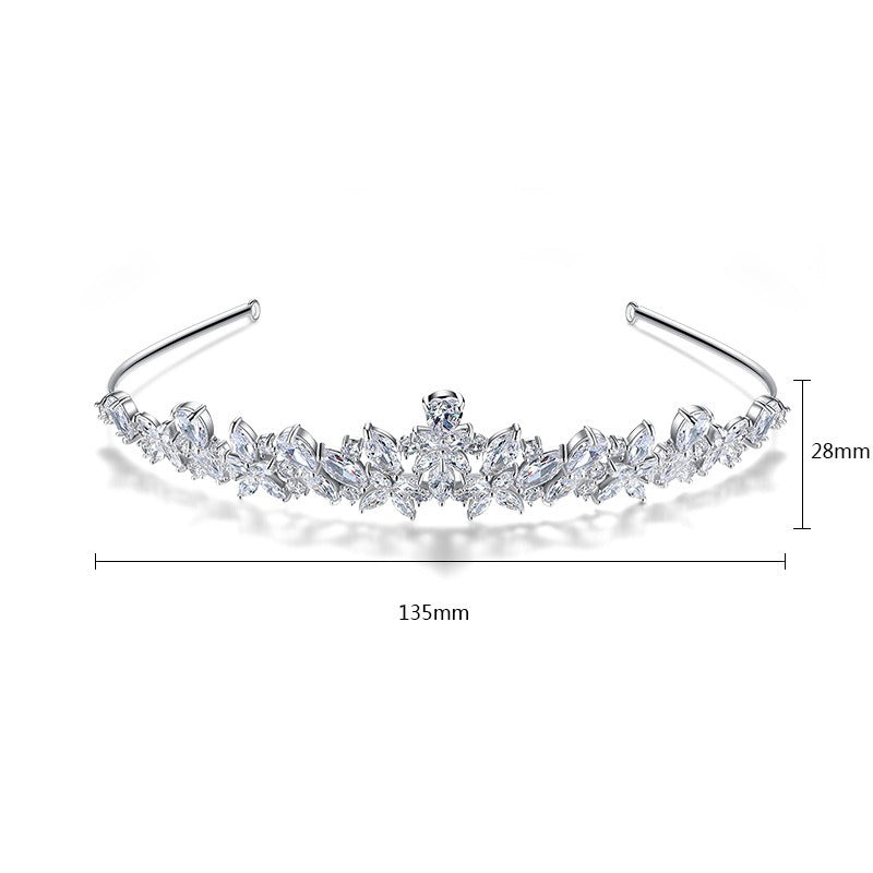 Hair accessories, hair bands, copper zircon inlaid with fashionable temperament, bride's simple Korean version of banquet crown headwear