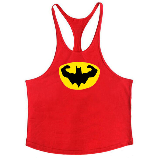 Fitness Batman Clothing Cotton Mens Y Back Tank Tops Bodybuilding Stringer 1cm shoulder strap gyms vest Sexy Workout Undershirt