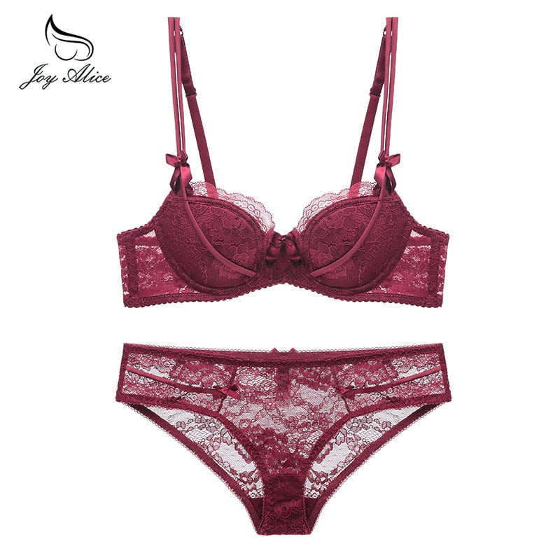 Femal Intimates Lingerie Set Gather Adjustable Underwear Women Lace Bra Set Push Up Bra And Panty ABC Cup Bra Briefs