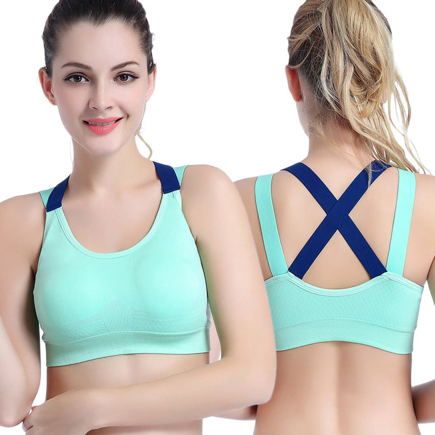 Sexy Sports Bra Top for Fitness Women Push Up Cross Straps Yoga Running Gym Femme Active Wear Padded Underwear Crop Tops