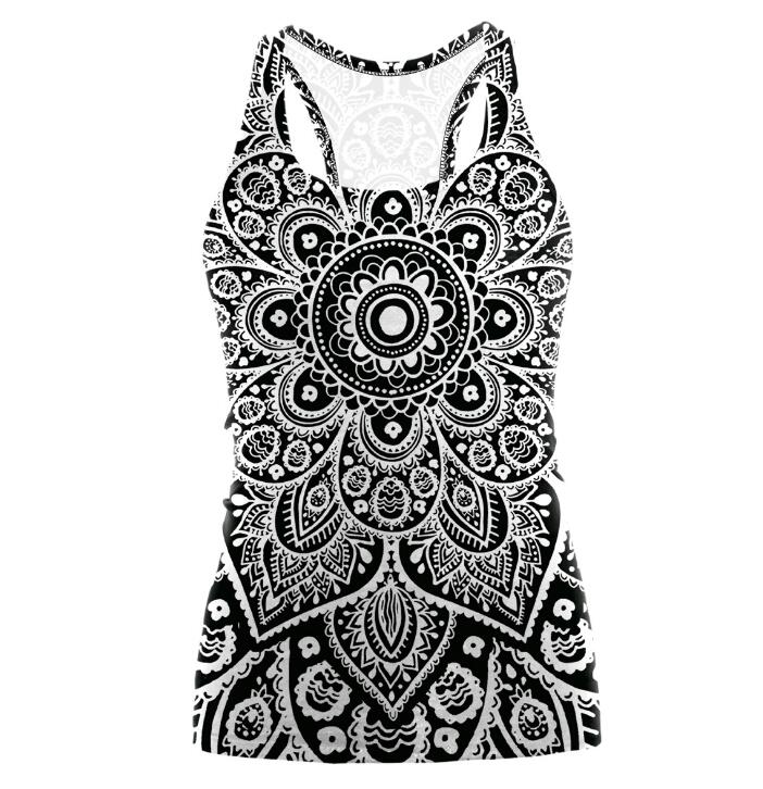 Digital Printing Mandala Tank Top Tshirt Aztec Round Ombre O-neck Sleeveless Plus Size Tops T shirt