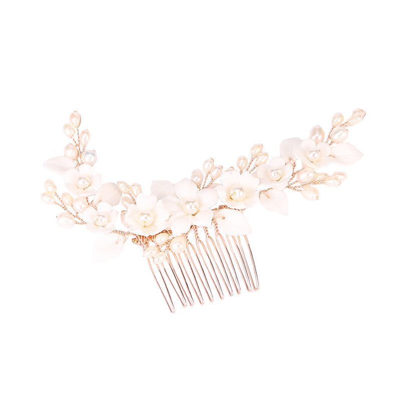 Ceramic Flower Bridal Headdress Hair Comb