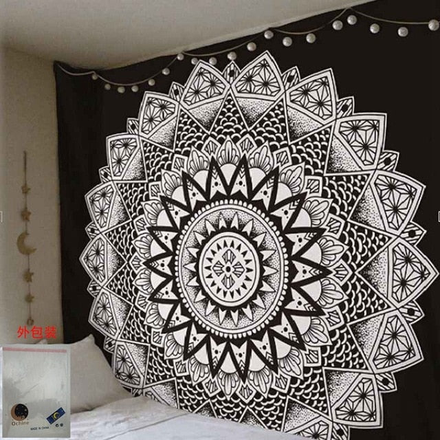 150*200cm  Mandala Tapestry Wall Hanging Witchcraft Hippie Beach Throw Rug Moon Travel Boho Bohemian Home Art Psychedelic Tapestries Decor