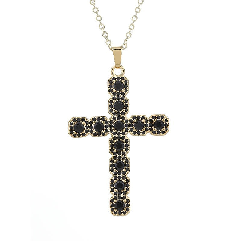 Fashion Cross Necklace Cross Border Sparkling Zircon Set Women