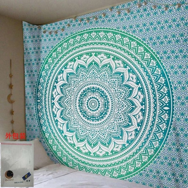 150*200cm  Mandala Tapestry Wall Hanging Witchcraft Hippie Beach Throw Rug Moon Travel Boho Bohemian Home Art Psychedelic Tapestries Decor