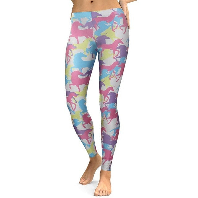 Leggings Women Camouflage Animal Horse Digital Print Fitness Leggins Elastic Workout Pants Plus Size Legging