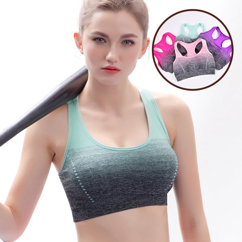 Sports Bra High Stretch Breathable Top Fitness Women Padded for Running Yoga Gym Seamless Crop Bra Gradient Sport Bra