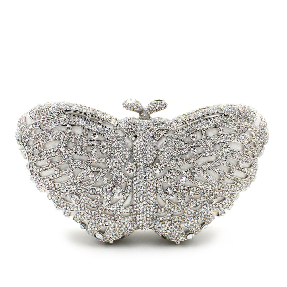 Women's Handmade Diamond Butterfly Shaped Chain Clutch