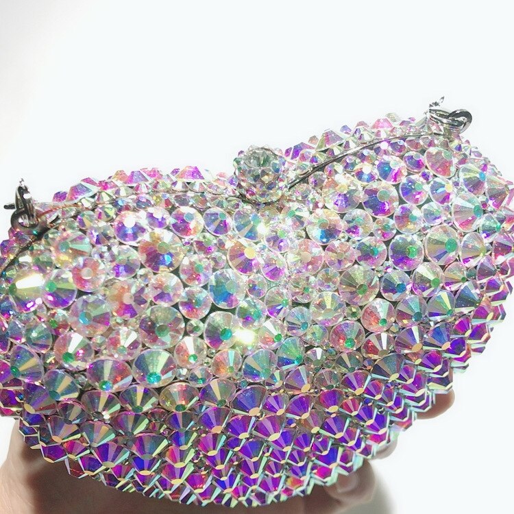 Romantic Diamond Evening Bags Heart Shape Crystal New Design Women Custom Lovely Shoulder Bags Female Wedding Dinner Purse