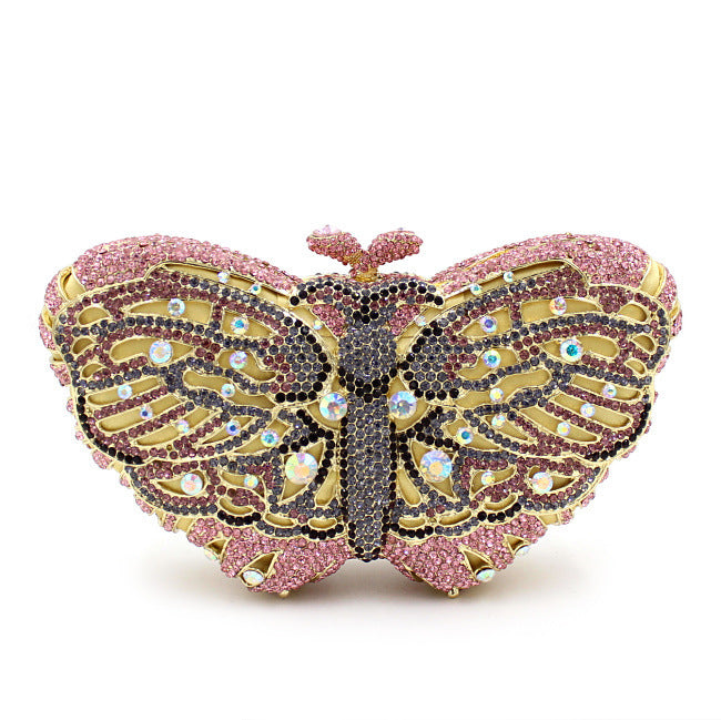 Women's Handmade Diamond Butterfly Shaped Chain Clutch