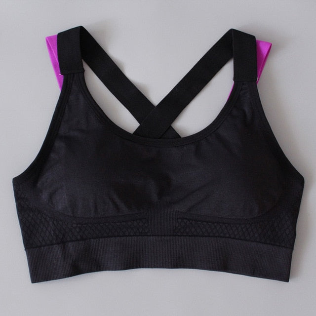 Sexy Sports Bra Top for Fitness Women Push Up Cross Straps Yoga Running Gym Femme Active Wear Padded Underwear Crop Tops