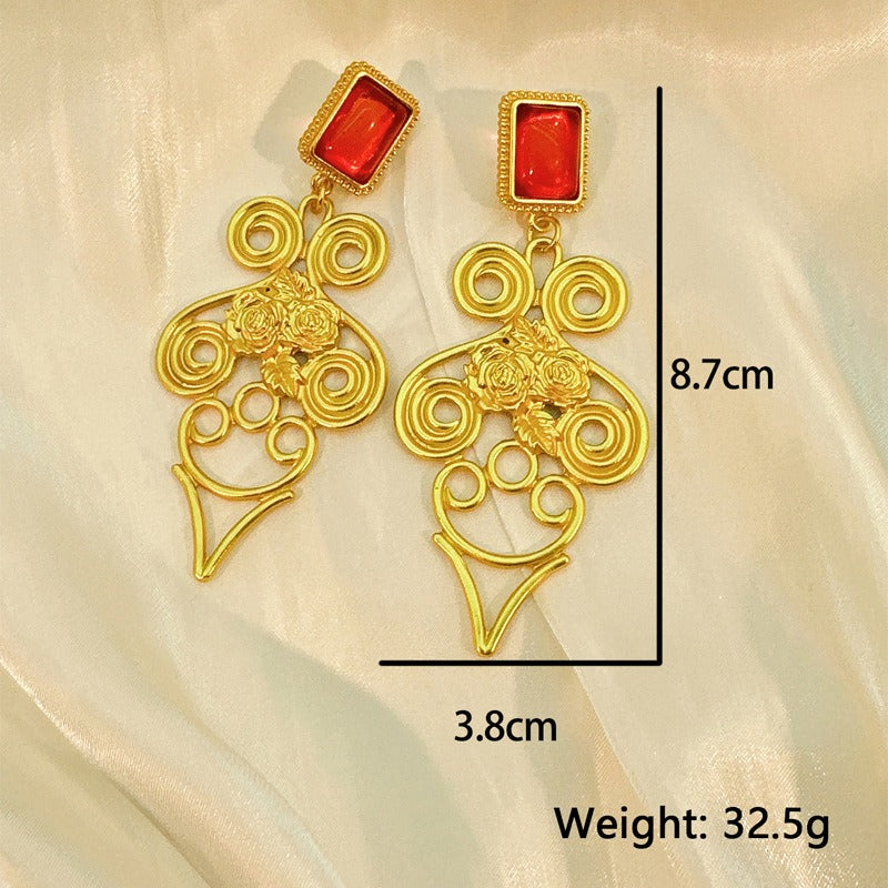 Retro exaggerated geometric irregular earrings for women