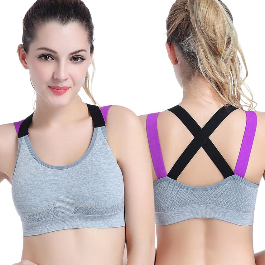 Sexy Sports Bra Top for Fitness Women Push Up Cross Straps Yoga Running Gym Femme Active Wear Padded Underwear Crop Tops