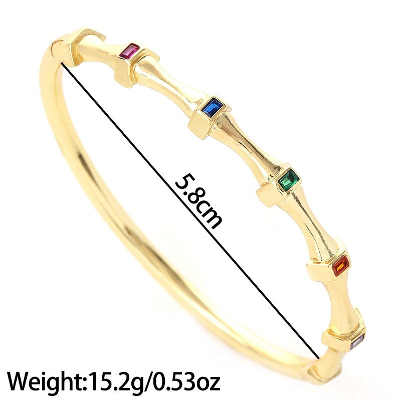 Copper Inlaid Zircon Light Luxury Bracelet Retro Women's Handpiece