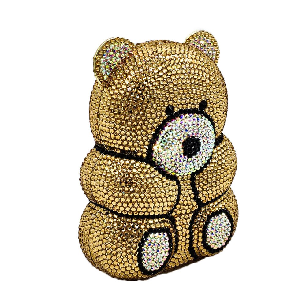 Bag for Women 3D Bear Teddy Shape Women Silver Gold Crystal AB Evening Clutch Handbags and Purses Diamond Wedding Party Bag