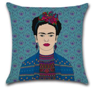 Hyha Frida Kahlo Polyester Cushion Cover Self-portrait 43X43cm Pillow Case Home Decorative Pillows Cover For Sofa Car Cojines