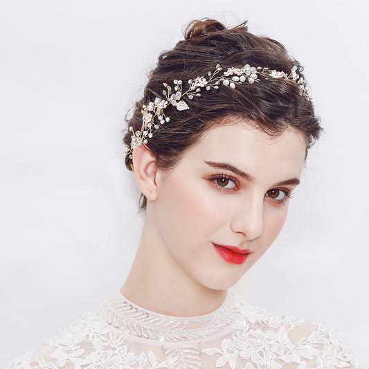 Pearl Handmade Headband Alloy Flower