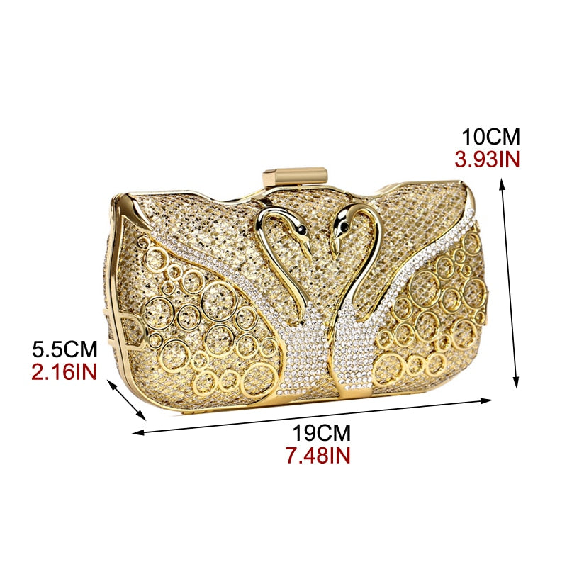 Luxury women evening bags hollow out style diamonds metal clutch purse wedding bridal small handbags for party bags