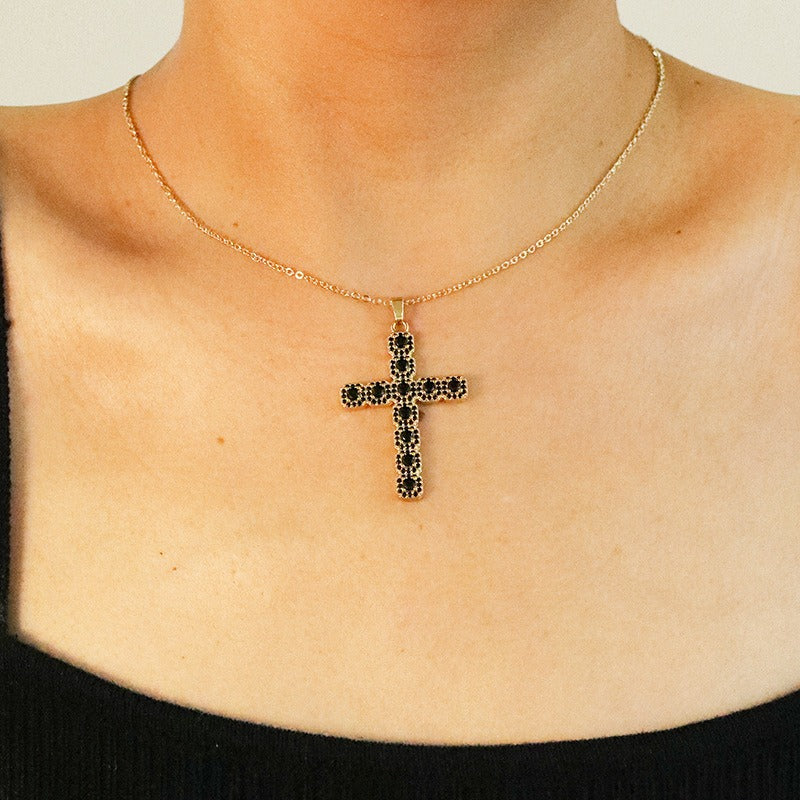 Fashion Cross Necklace Cross Border Sparkling Zircon Set Women