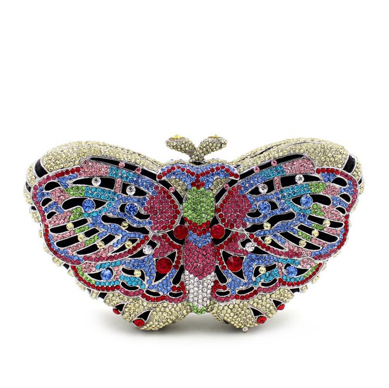 Women's Handmade Diamond Butterfly Shaped Chain Clutch