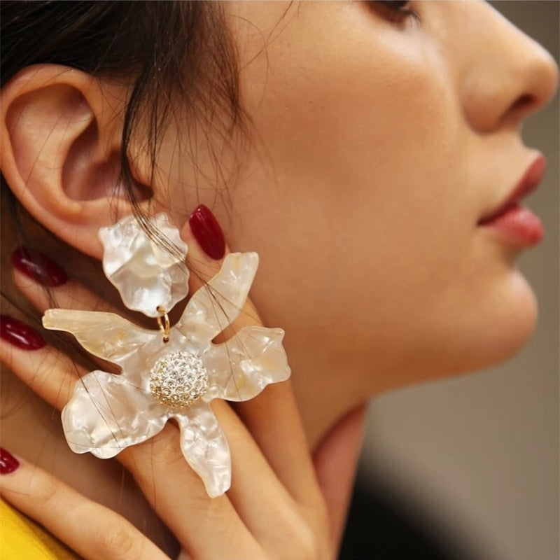 Hot Sale Big Flower Drop Dangle Earrings Women Boho Ethnic Maxi Statement Earrings Wedding Jewelry Gifts Wholesale