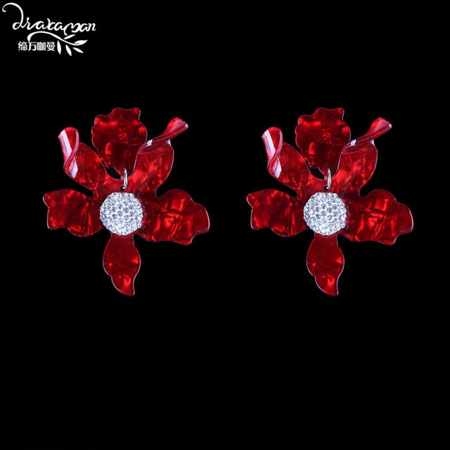 Hot Sale Big Flower Drop Dangle Earrings Women Boho Ethnic Maxi Statement Earrings Wedding Jewelry Gifts Wholesale