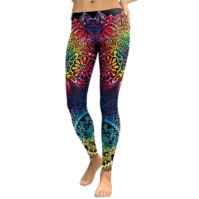 New Arrival Leggings Women Mandala Flower 3D Printing Gradient Legging Fitness Leggins High Waist Trousers Pants