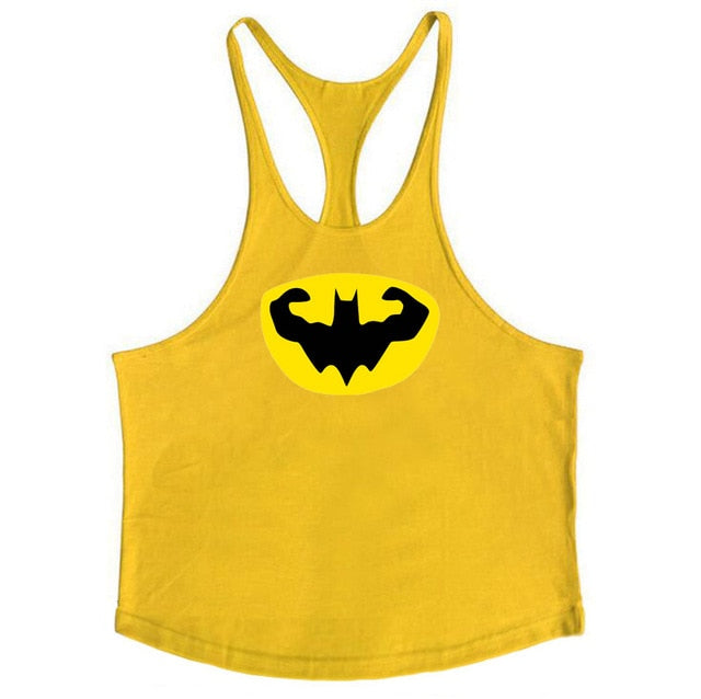 Fitness Batman Clothing Cotton Mens Y Back Tank Tops Bodybuilding Stringer 1cm shoulder strap gyms vest Sexy Workout Undershirt