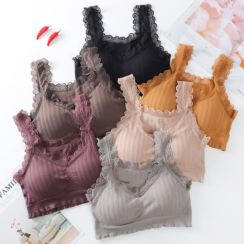 Lace Bra Women Girls Yoga Tops Fashion Fitness Sport Bra Cotton Women Tops